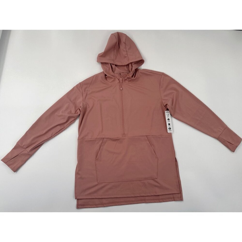 Reebok Pullover Jacket Hooded Womens Medium Pink Stretch 1/2 Zip Running Gym NEW
